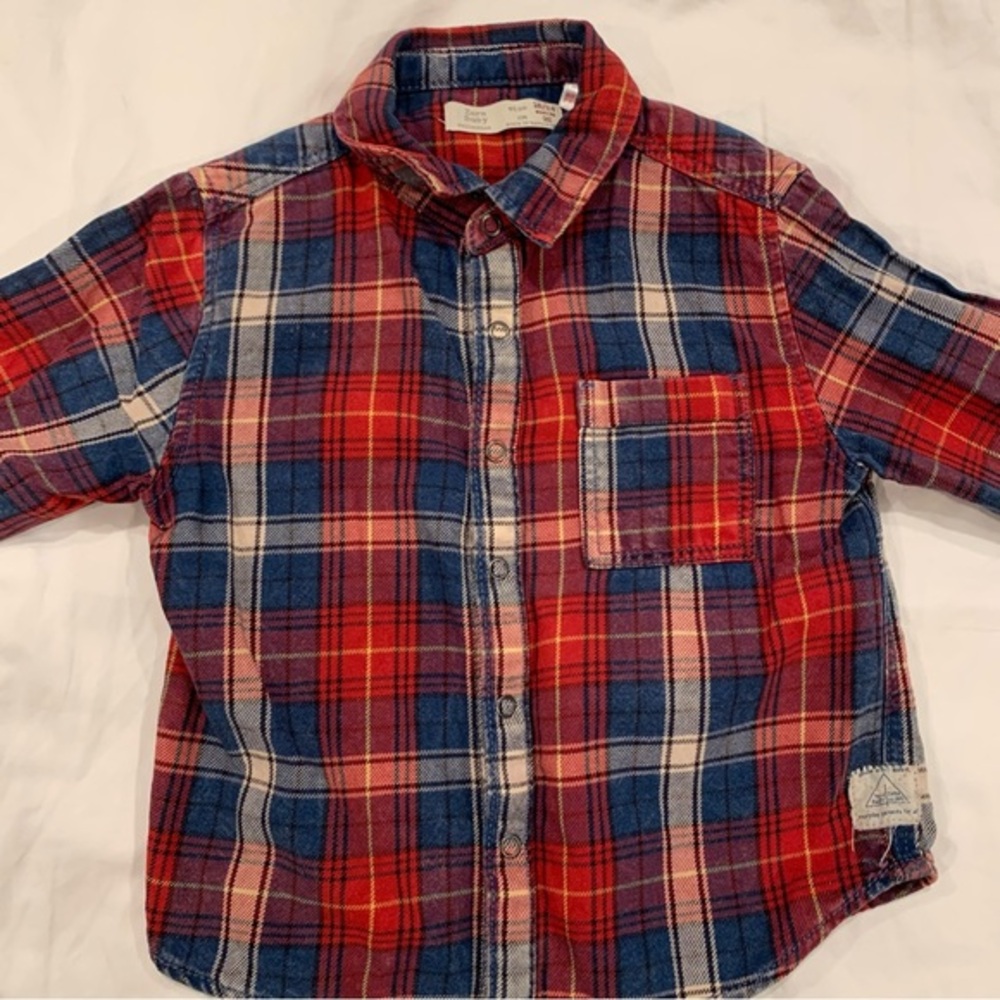 Zara Baby Boy Checkered Button Down Shirt - 18-24 Months